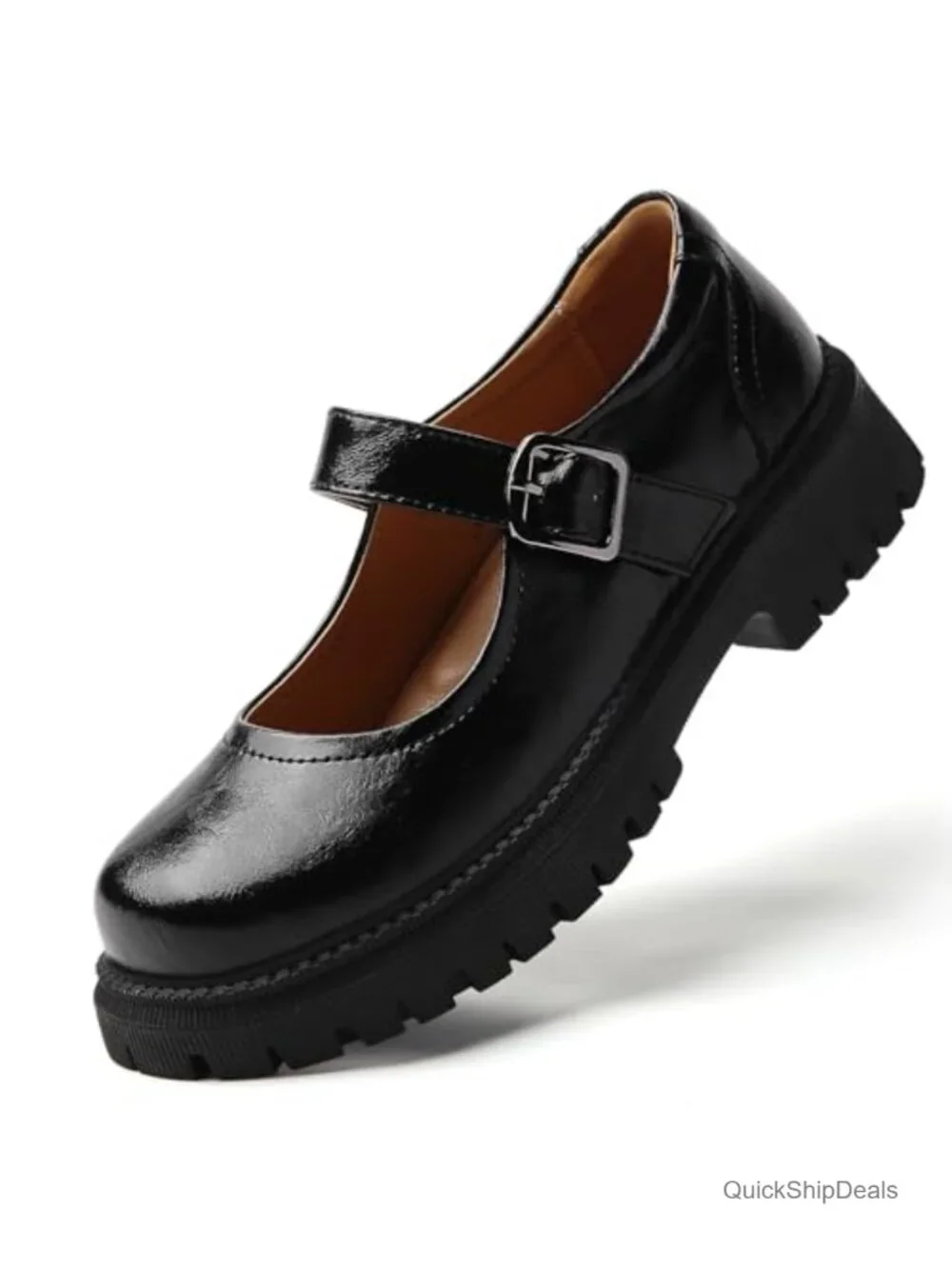 Women's Mary Jane Platform Flats Non Slip Oxford Dress Shoes Memory Foam Faux